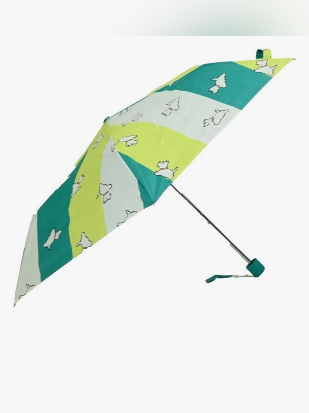 RADLEY LONDON Teal, Lime Green & White Striped Umbrella